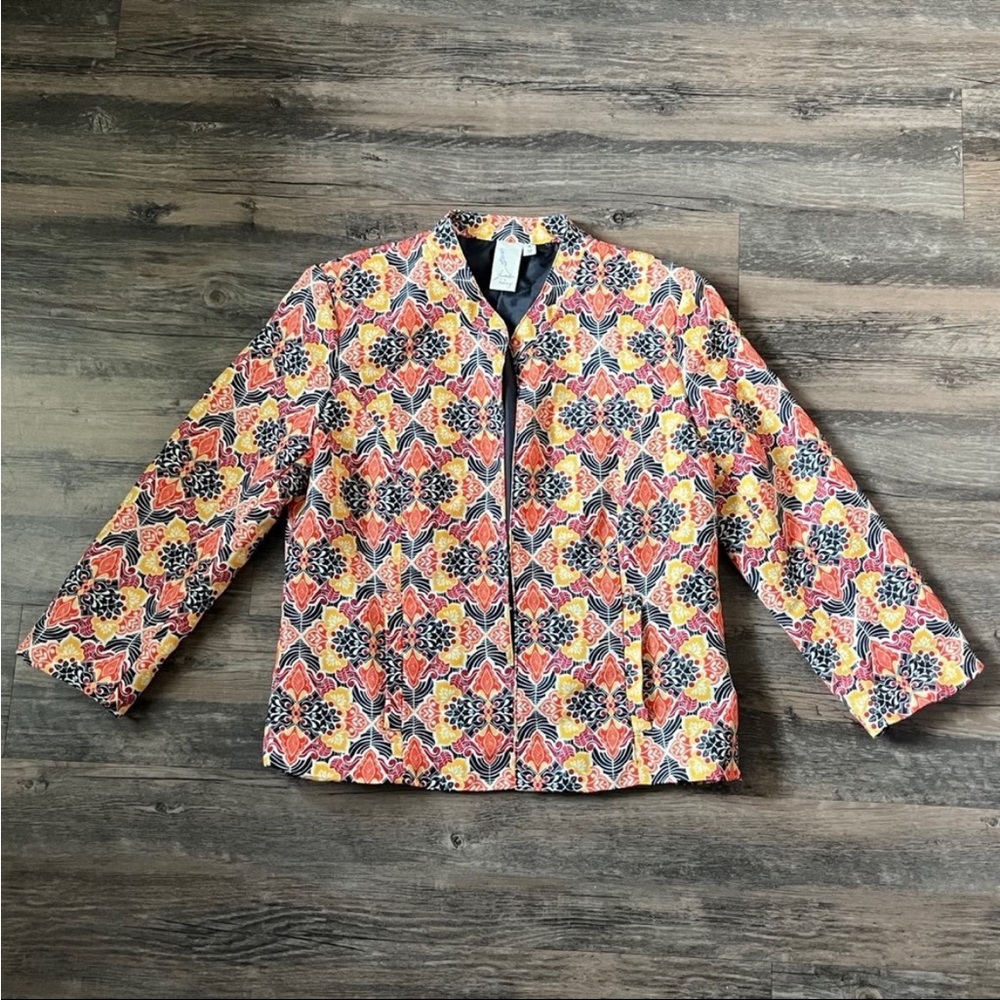 Women Lavender‎ & Honey floral geo Orange, red, yellow, primary blazer- SZ Small